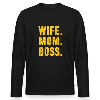 Fête des mères, Fête des mères, Fête des mères, Fête des mères - T-shirt manches longues Premium bio Homme - noir - Devant - Nico (187cm)