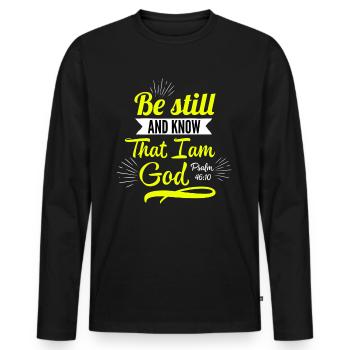 Jesus, Jesus, Jesus Christian Christian Christian - Men's Premium Organic Long Sleeve Shirt - black - Front - Nico (187cm)