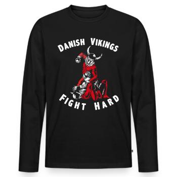 Les Vikings du Danemark se battent fort - T-shirt manches longues Premium bio Homme - noir - Devant - Nico (187cm)