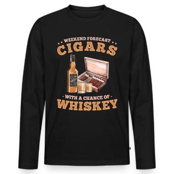 Weekend Forecast Cigars with a Chance of Whiskey - Men's Premium Organic Long Sleeve Shirt - black - Front - Nico (187cm)