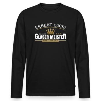 Glaser Meister - Männer Premium Bio Langarmshirt - Schwarz - Vorne - Nico (187cm)