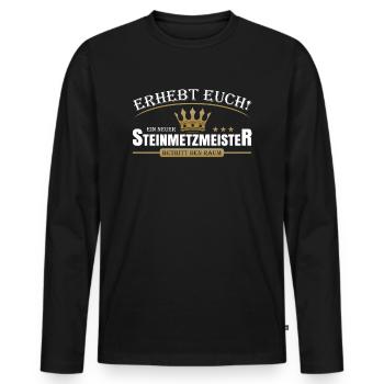 Steinmetzmeister - Männer Premium Bio Langarmshirt - Schwarz - Vorne - Nico (187cm)