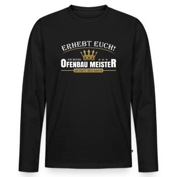 Ofenbau Meister - Männer Premium Bio Langarmshirt - Schwarz - Vorne - Nico (187cm)