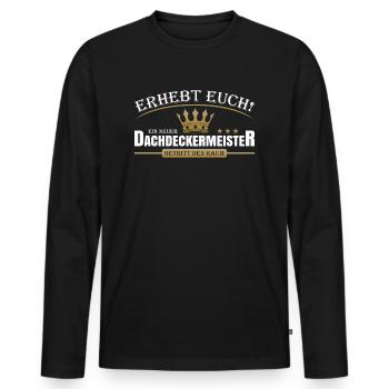 Dachdeckermeister - Männer Premium Bio Langarmshirt - Schwarz - Vorne - Nico (187cm)