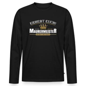 Maurermeister - Männer Premium Bio Langarmshirt - Schwarz - Vorne - Nico (187cm)