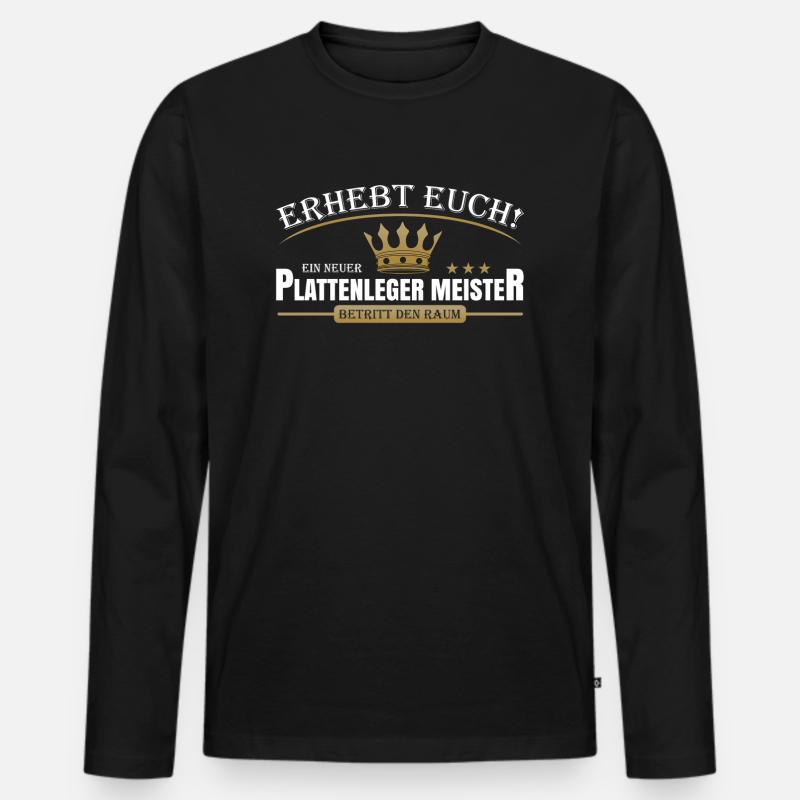 Plattenleger Meister - Männer Premium Bio Langarmshirt - Schwarz