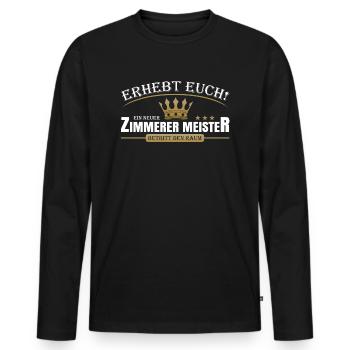 Zimmerer Meister - Männer Premium Bio Langarmshirt - Schwarz - Vorne - Nico (187cm)