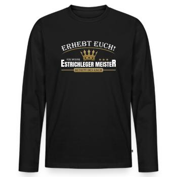 Estrichleger Meister - Männer Premium Bio Langarmshirt - Schwarz - Vorne - Nico (187cm)