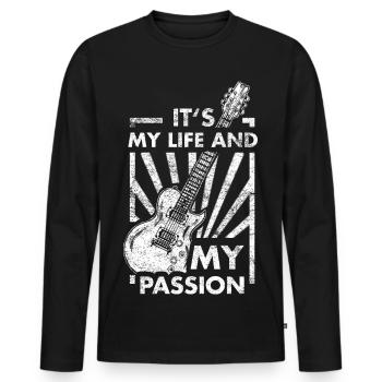 guitare - T-shirt manches longues Premium bio Homme - noir - Devant - Nico (187cm)