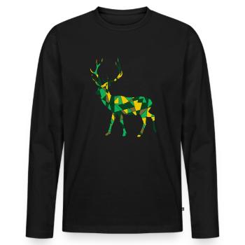 Hirsch - Männer Premium Bio Langarmshirt - Schwarz - Vorne - Nico (187cm)