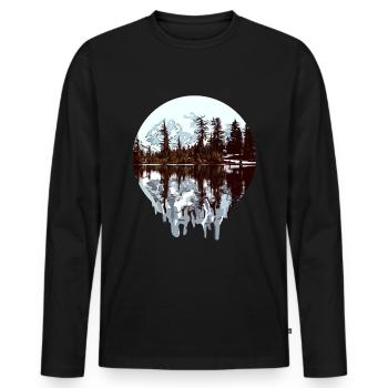 Natur - Alaska - Wildnis - Männer Premium Bio Langarmshirt - Schwarz - Vorne - Nico (187cm)