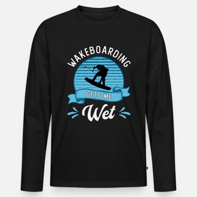 Wakeboarden Wakeboard Wakeboarding Wake Geschenk - Männer Premium Bio Langarmshirt - Schwarz
