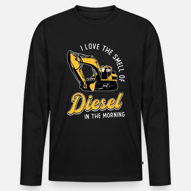 Baggerfahrer Bauarbeiter Bagger Baggern Geschenk - Männer Premium Bio Langarmshirt - Schwarz