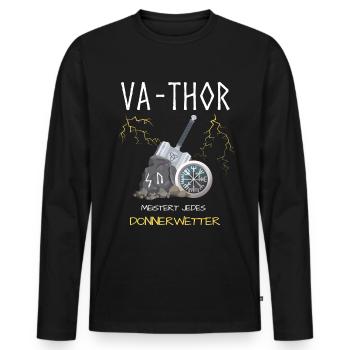 Va-Thor Viking Papa Papa Cadeau - T-shirt manches longues Premium bio Homme - noir - Devant - Nico (187cm)