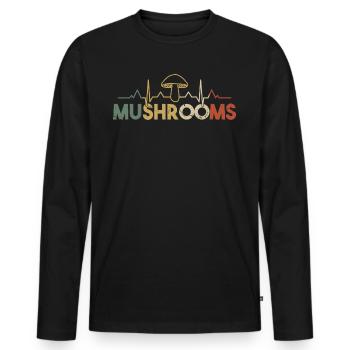 Mushrooms Heartbeat - Men's Premium Organic Long Sleeve Shirt - black - Front - Nico (187cm)