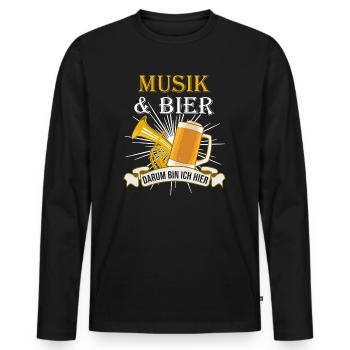 Musik Bier Blasmusik Musiker Biertrinker - Männer Premium Bio Langarmshirt - Schwarz - Vorne - Nico (187cm)