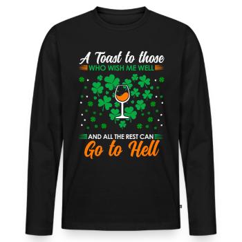 Toast cheers to all who wish me well! - Men's Premium Organic Long Sleeve Shirt - black - Front - Nico (187cm)