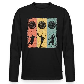 Handball rétro joueur de handball vintage - T-shirt manches longues Premium bio Homme - noir - Devant - Nico (187cm)