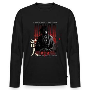 The Honor of a Warrior - Men's Premium Organic Long Sleeve Shirt - black - Front - Nico (187cm)