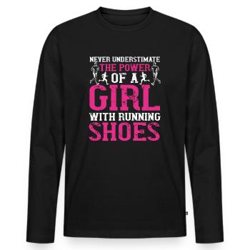Running jogging running - Men's Premium Organic Long Sleeve Shirt - black - Front - Nico (187cm)