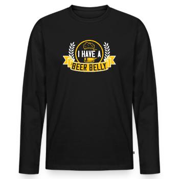 I Have A Beer Belly - Beer Sayings Gift - Men's Premium Organic Long Sleeve Shirt - black - Front - Nico (187cm)
