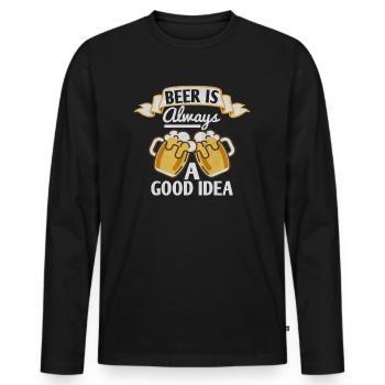Lustige Bier Sprüche Geschenk Männer Frauen - Männer Premium Bio Langarmshirt - Schwarz - Vorne - Nico (187cm)