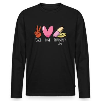 Pharmacy Technician Pharmacy Technician Gift - Men's Premium Organic Long Sleeve Shirt - black - Front - Nico (187cm)