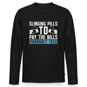 Pharmacy Technician Pharmacy Technician Gift - Men's Premium Organic Long Sleeve Shirt - black - Front - Nico (187cm)