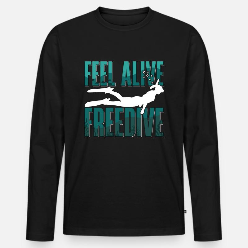 Freitaucher Freitauchen Apnoe Tauchen Geschenk - Männer Premium Bio Langarmshirt - Schwarz