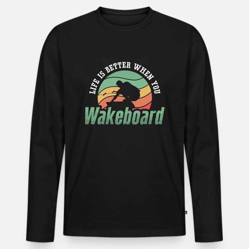 Wakeboard Wakeboarder Wakeboarding Wake Geschenk - Männer Premium Bio Langarmshirt - Schwarz