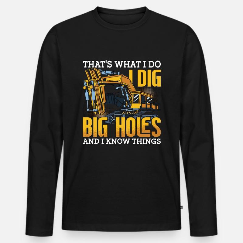 Bagger Bauarbeiter Baggern Baggerfahrer Geschenk - Männer Premium Bio Langarmshirt - Schwarz
