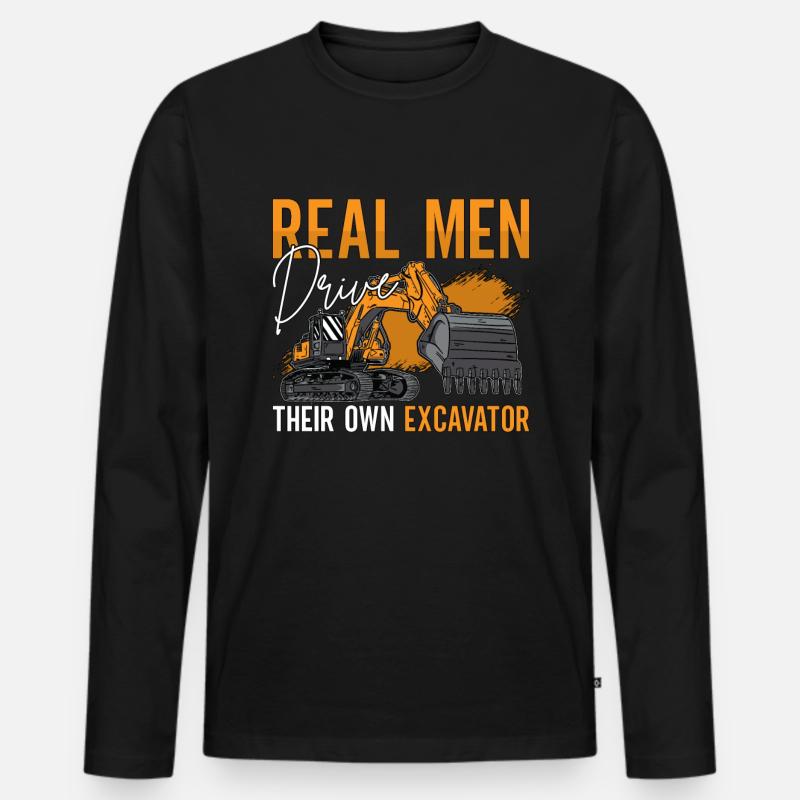 Bagger Bauarbeiter Baggern Baggerfahrer Geschenk - Männer Premium Bio Langarmshirt - Schwarz