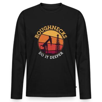 Les travailleurs des champs pétrolifères Roughnecks l’améliorent - T-shirt manches longues Premium bio Homme - noir - Devant - Nico (187cm)