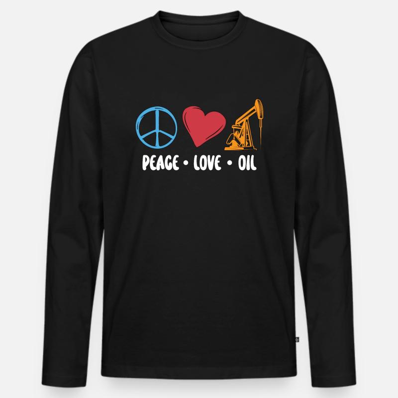 Ölfeldarbeiter Friedensliebung Öl Rig Arbeiter - Männer Premium Bio Langarmshirt - Schwarz