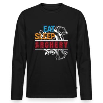 Archery Eat Sleep Crossbow Shooting Sports Archer - Men's Premium Organic Long Sleeve Shirt - black - Front - Nico (187cm)