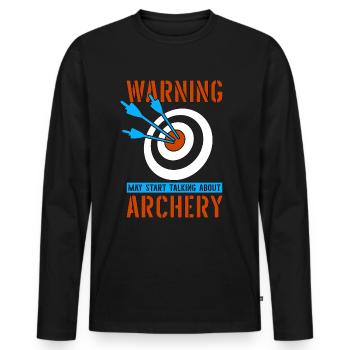 Archery Warning May Start Crossbow Shooting Archer - Men's Premium Organic Long Sleeve Shirt - black - Front - Nico (187cm)