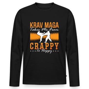 Krav Maga me prend de MMA Martial Artist Fighter - T-shirt manches longues Premium bio Homme - noir - Devant - Nico (187cm)