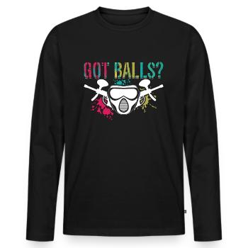 Paintball Got Balls Air Gun Sport Paintball Player - Men's Premium Organic Long Sleeve Shirt - black - Front - Nico (187cm)