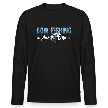 Bow Fishing Aim Low Bow Fisherman Sports Bowfisher - Männer Premium Bio Langarmshirt - Schwarz - Vorne - Nico (187cm)