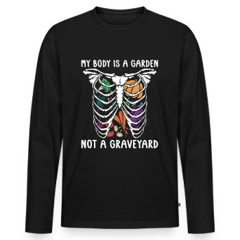 Vegan Diet My Body Is A Garden Vegetarian Meatless - Men's Premium Organic Long Sleeve Shirt - black - Front - Nico (187cm)
