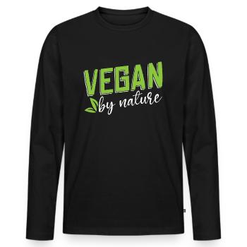 Vegan Diet Vegan By Nature Healthy Eating Meatless - Men's Premium Organic Long Sleeve Shirt - black - Front - Nico (187cm)