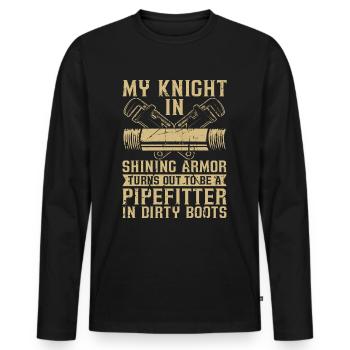 Tuyauteur Mon chevalier dans Shining Pipes Tuyauteurs - T-shirt manches longues Premium bio Homme - noir - Devant - Nico (187cm)