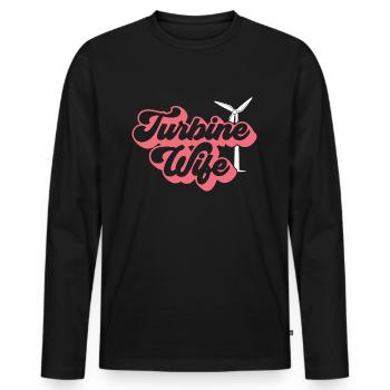 Wind Turbine Tech Turbine Wife Loves Green Energy - Men's Premium Organic Long Sleeve Shirt - black - Front - Nico (187cm)