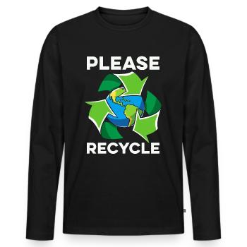 Recycling Please Recycle Reuse Go Green Recycler - Men's Premium Organic Long Sleeve Shirt - black - Front - Nico (187cm)