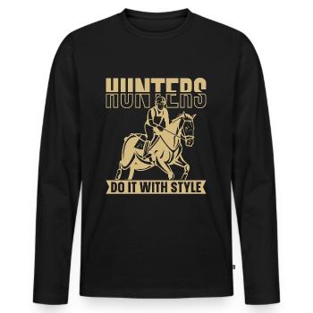 Les chasseurs de saut d’obstacles le font avec un cavalier de saut d’obstacles équin - T-shirt manches longues Premium bio Homme - noir - Devant - Nico (187cm)