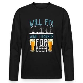 La technologie des éoliennes réparera les éoliennes - T-shirt manches longues Premium bio Homme - noir - Devant - Nico (187cm)