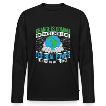 Climate Change Change Is Coming Environmentalist - Männer Premium Bio Langarmshirt - Schwarz - Vorne - Nico (187cm)