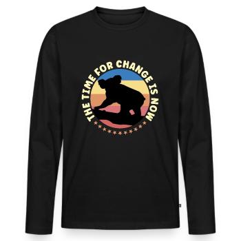 Global Warming The Time For Change Retro Activism - Männer Premium Bio Langarmshirt - Schwarz - Vorne - Nico (187cm)