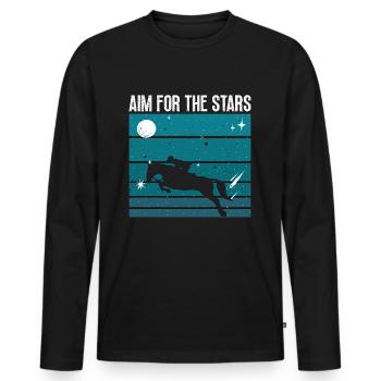 Saut d’obstacles Visez pour les étoiles Chevaux Saut d’obstacles - T-shirt manches longues Premium bio Homme - noir - Devant - Nico (187cm)
