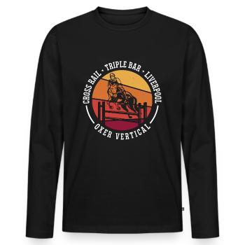 Saut d’obstacles Cross Rail Triple Bar Retro Horses - T-shirt manches longues Premium bio Homme - noir - Devant - Nico (187cm)